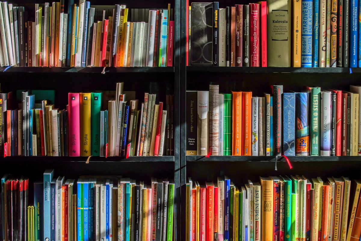 Shelves of colourful picture books