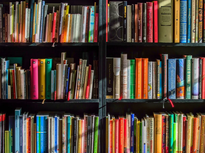 Shelves of colourful picture books